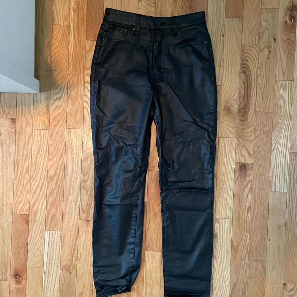 H&M waxed straight leg high waisted jeans